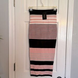 Hera Collection Pink and Black Striped Pencil Skirt